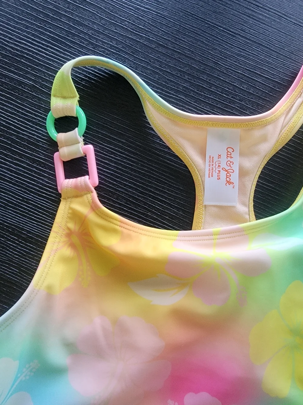 Cat & Jack Girls' Dreamy Hibiscus Floral Printed One Piece Swimsuit  XL(14) Plus